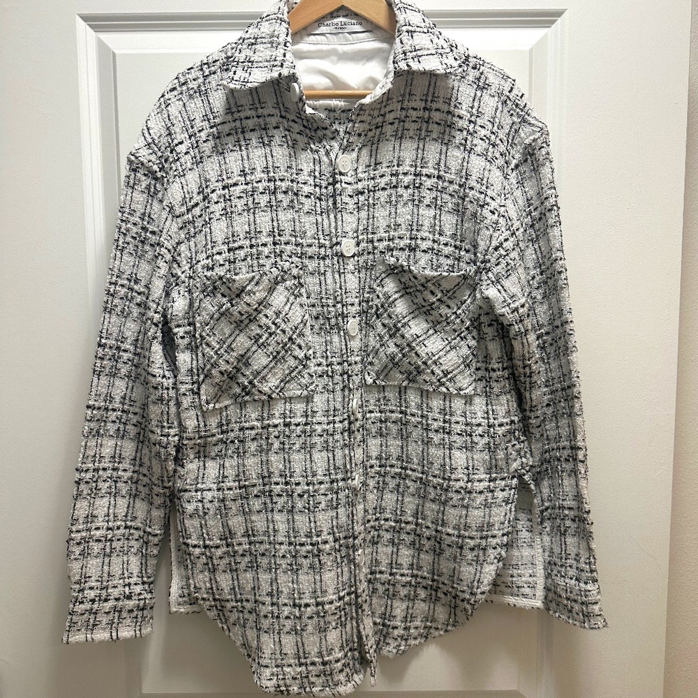 Charlie Luciano tweed shirt jacket size Men Large